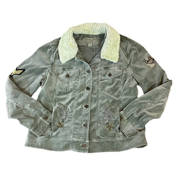 Marrakech Janie 60s Velveteen Embroidered Sage Green Jacket L 202H - Picture 5 of 16